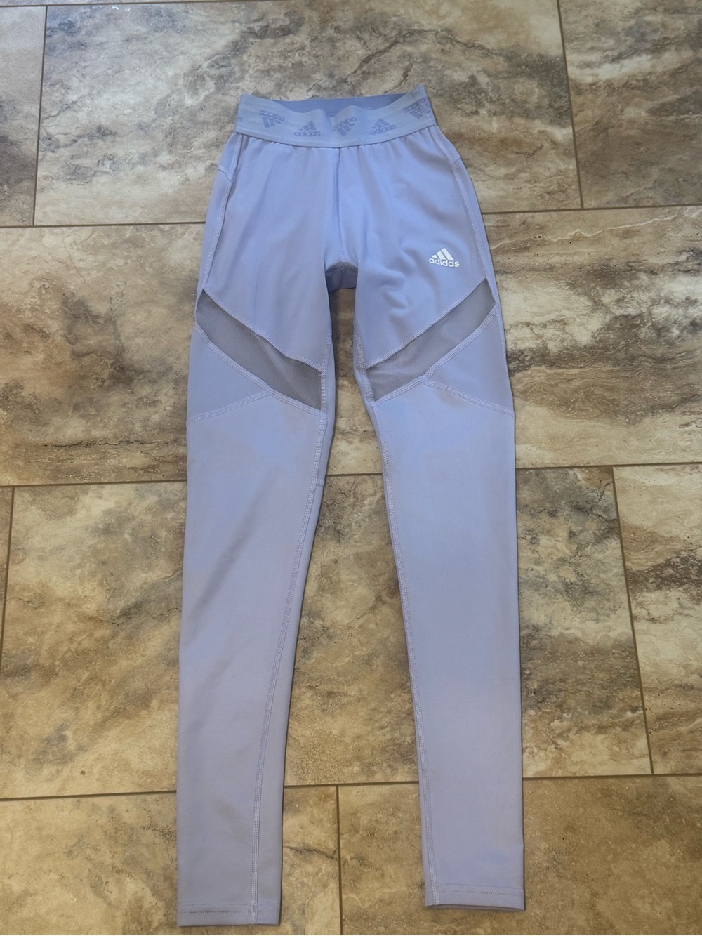 Adidas Lavender Active Leggings with Mesh Insets